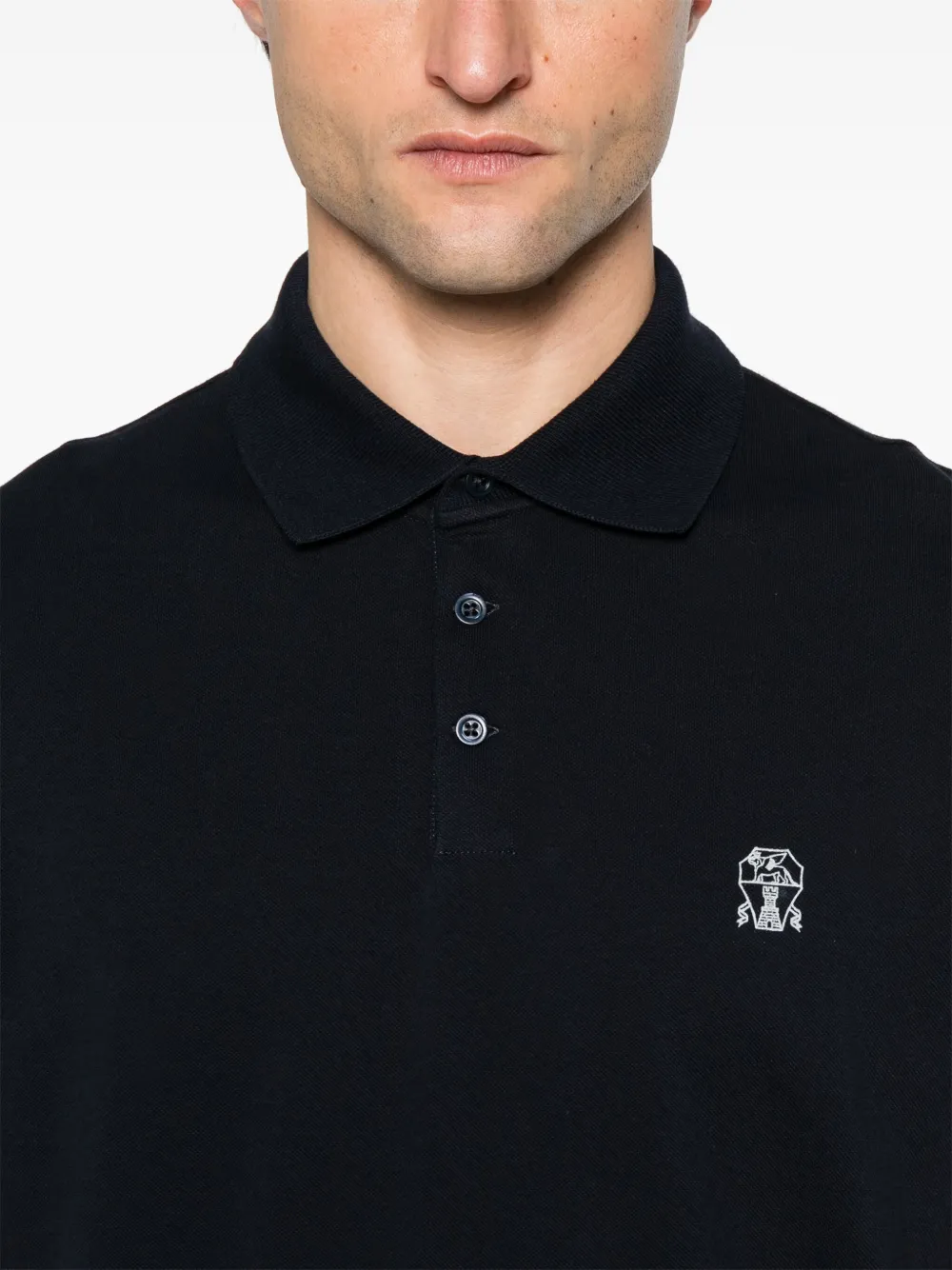 Brunello Cucinelli Poloshirt met geborduurd logo Blauw