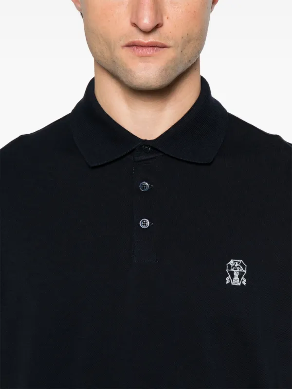 Brunello Cucinelli crest-embroidered cotton-piqué Polo Shirt