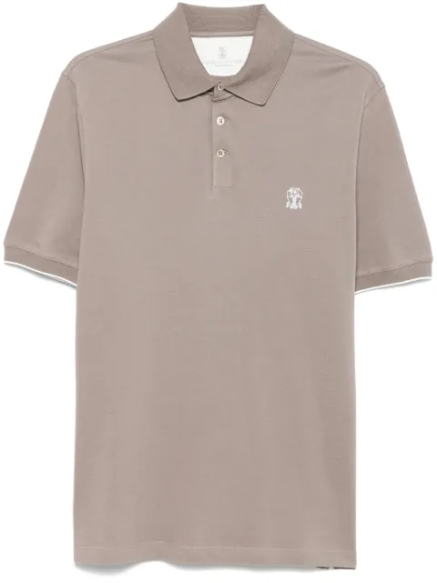 Brunello Cucinelli playera tipo polo con logo bordado