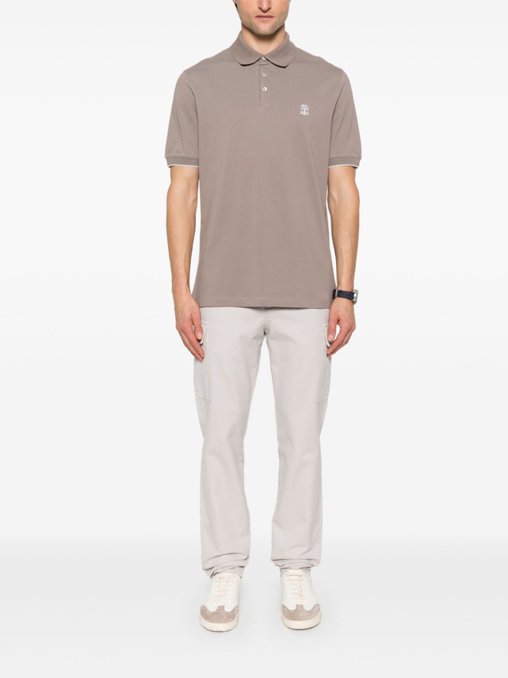 Brunello Cucinelli Poloshirt met geborduurd logo - Bruin