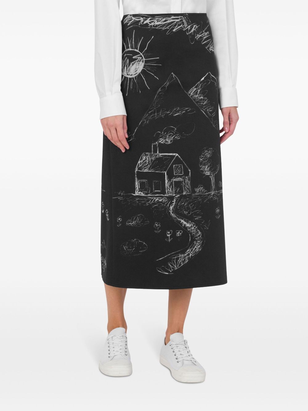 Moschino Rok met illustratieprint - Zwart