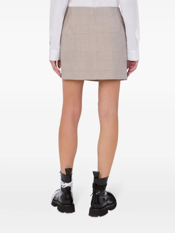 【関税込み】Moschino ベージュ ウール チェック ミニスカート Moschino Checked Mini Skirt | Neutrals | FARFETCH