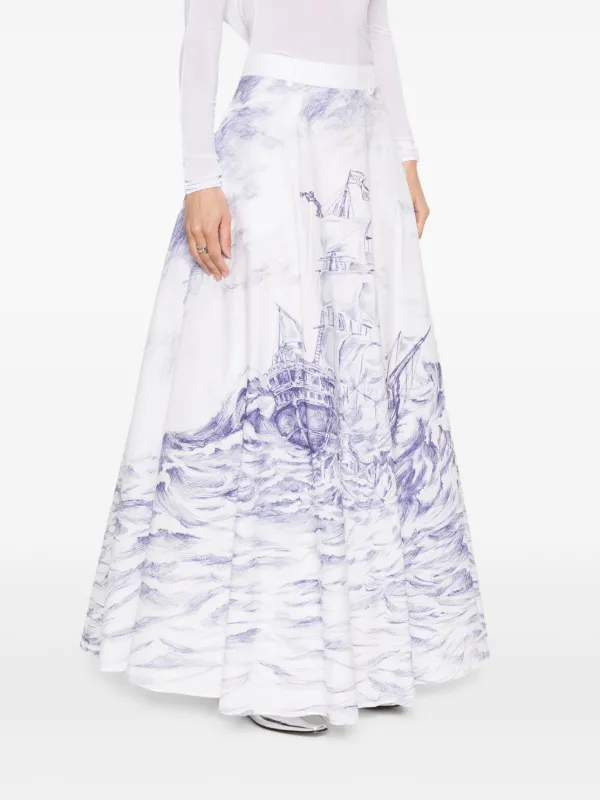 【送料&関税込】Moschino Cotton Long Skirt Moschino LONG POPLIN SKIRT OLIVIA | REVERSIBLE