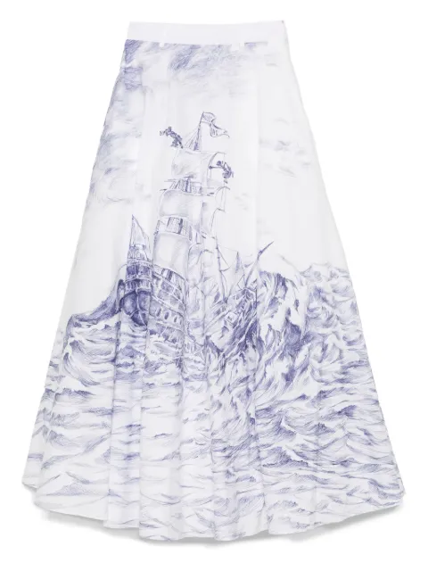Moschino x Popeye and Olive Oyl illustration-style-print maxi skirt