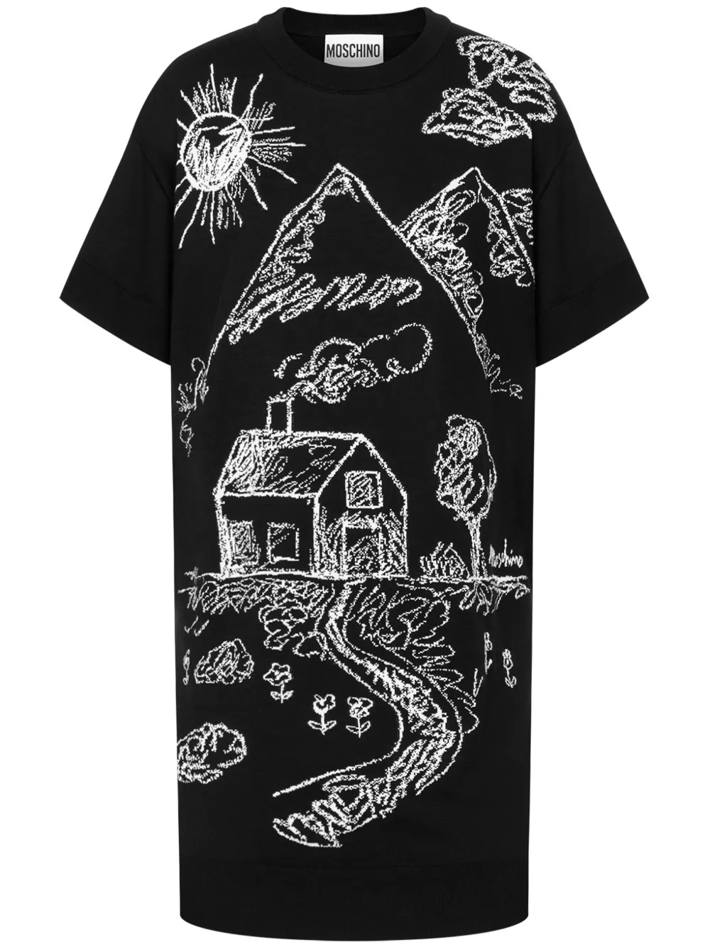 Moschino T-shirtjurk met krijtprint Zwart