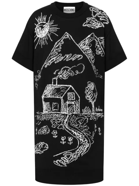 Moschino chalk-print T-shirt dress
