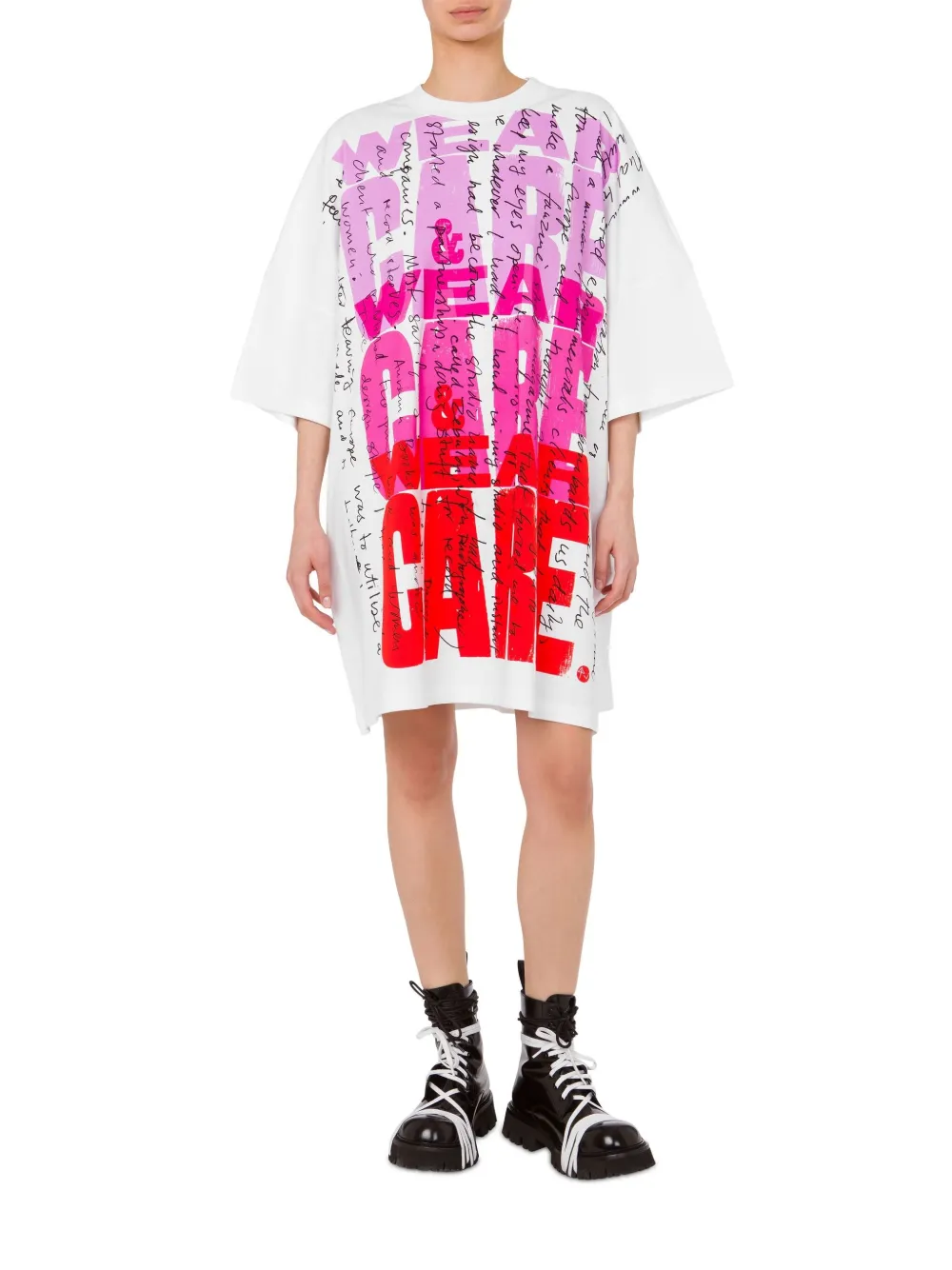 Moschino text-print mini dress - Wit