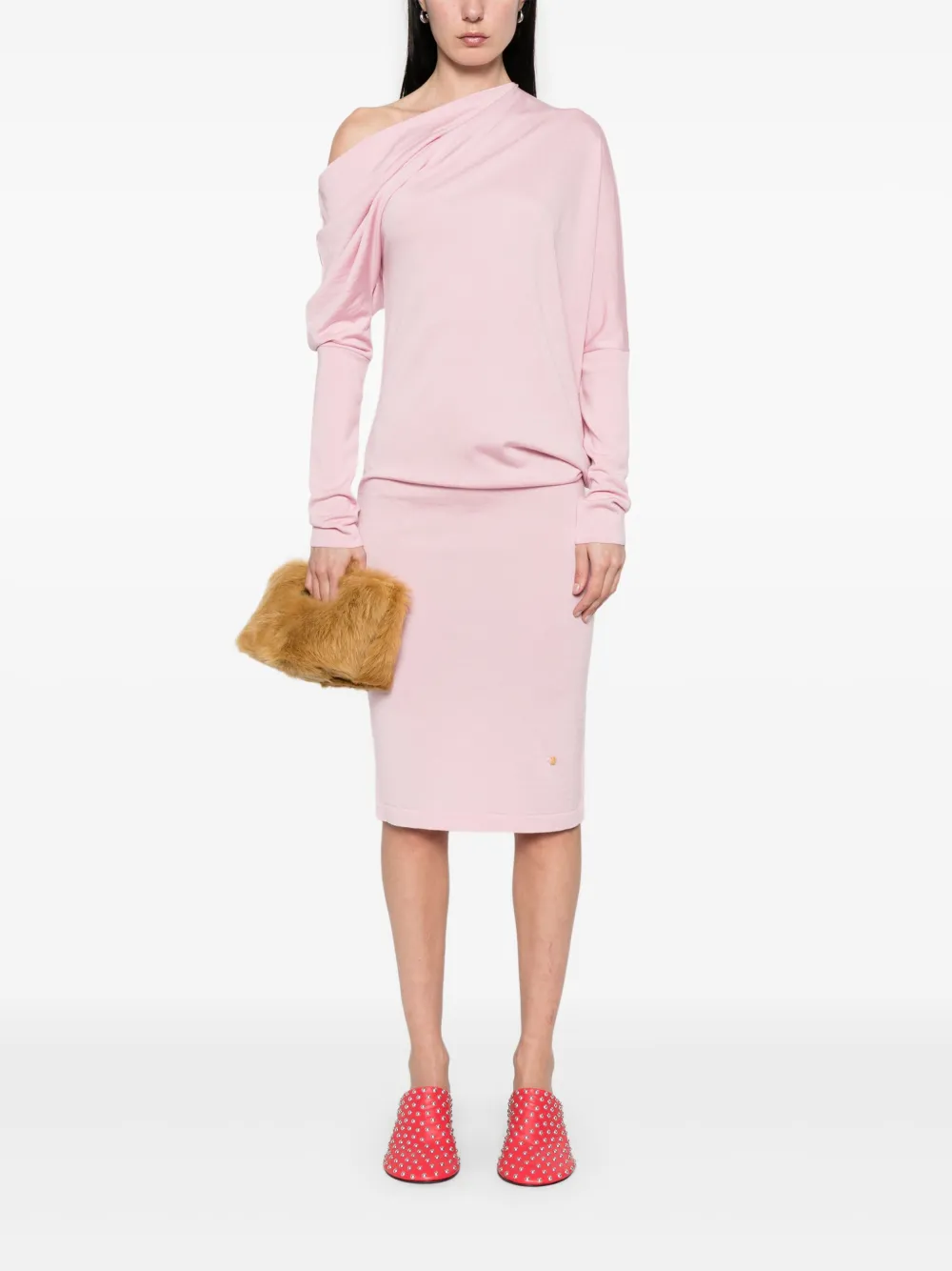 Moschino Midi-jurk met asymmetrische hals - Roze