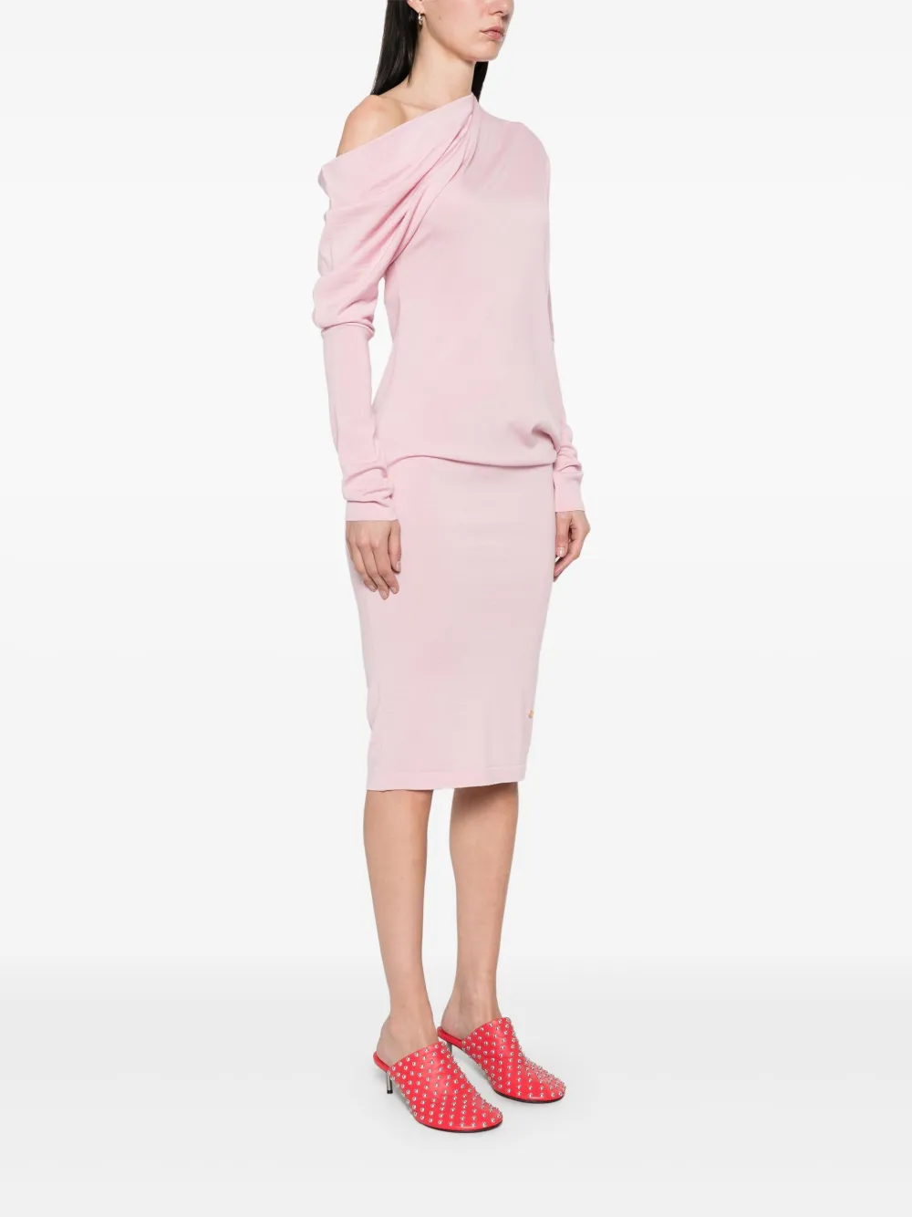 Moschino Midi-jurk met asymmetrische hals Roze