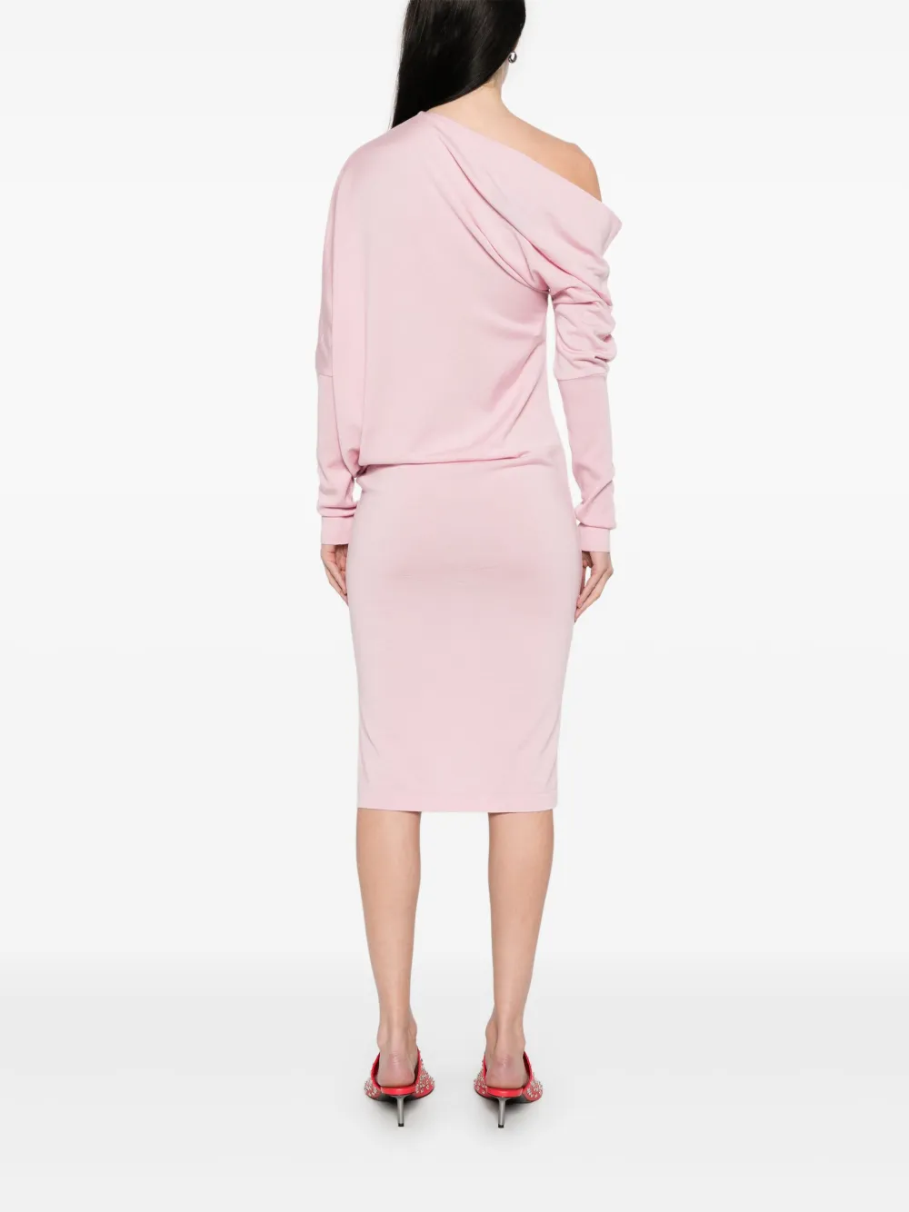 Moschino Midi-jurk met asymmetrische hals Roze