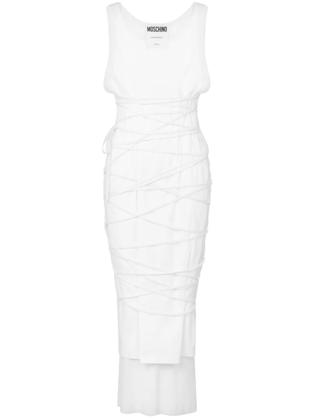 Moschino Gestrikte midi-blousejurk Wit