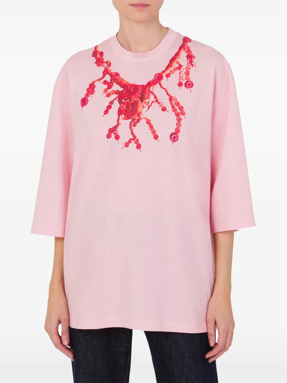 Moschino x Judy Blame T-shirt met halskettingprint - Roze