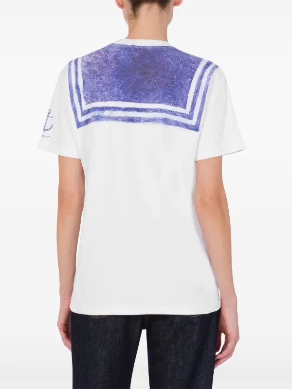 Moschino 40年の愛クルネックTシャツ 07752241 1555 Moschino sailor-motif T-shirt | White | FARFETCH