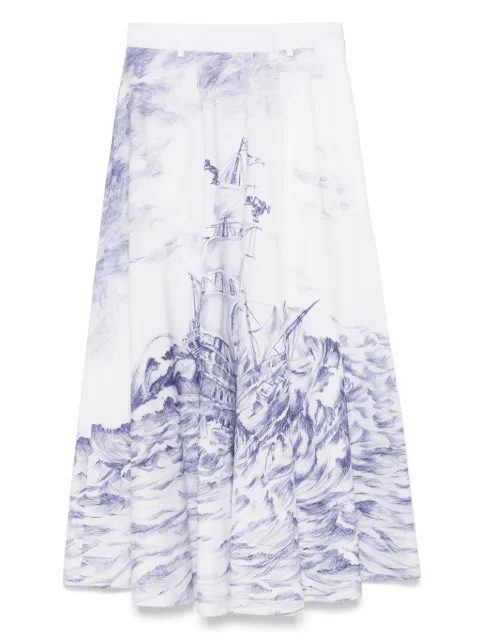 Moschino x Popeye and Olive Oyl illustration-style-print maxi skirt