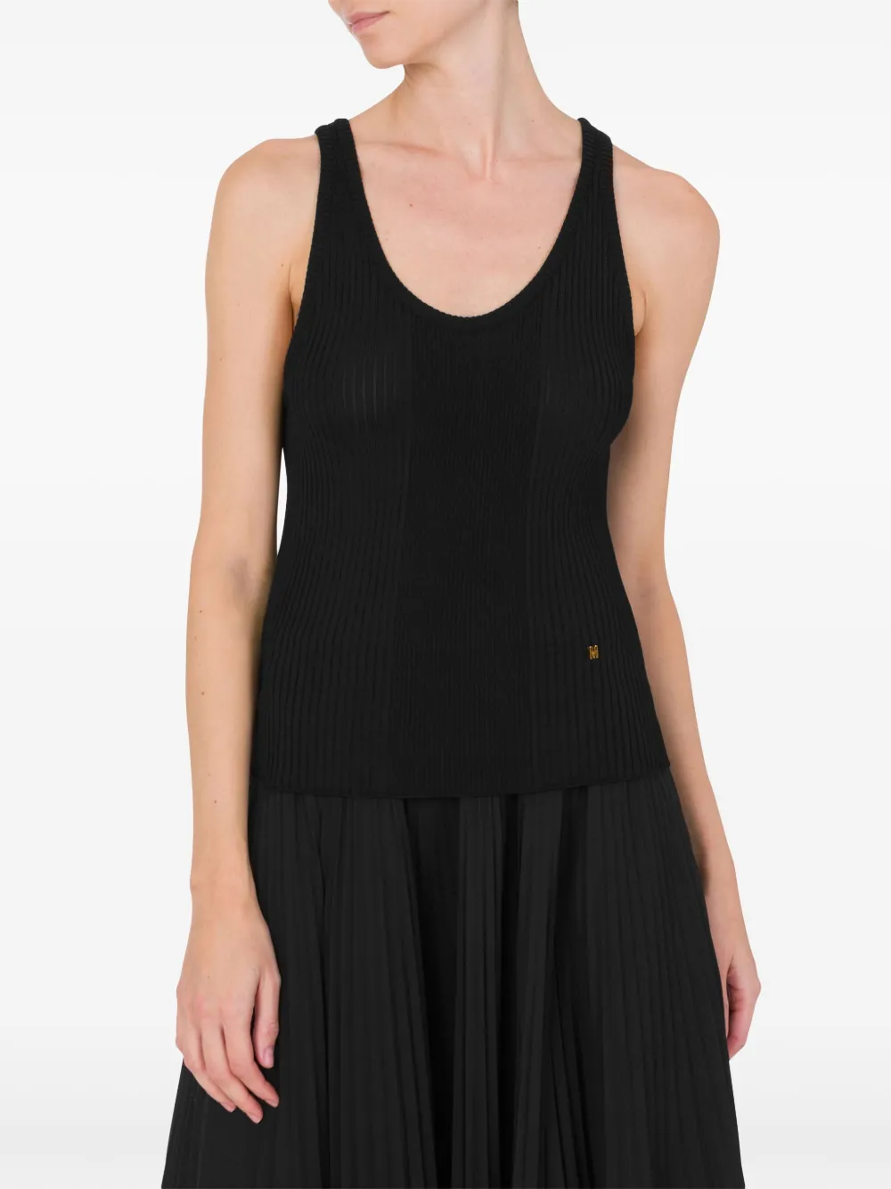 Moschino Tanktop met diepe ronde hals - Zwart