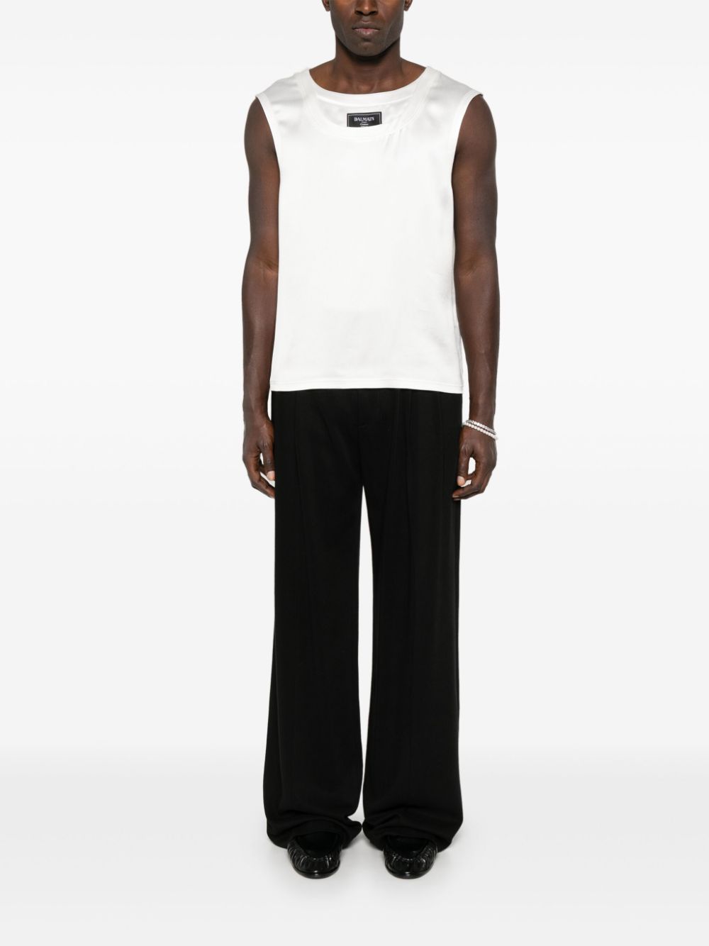 Balmain satin tank top - White