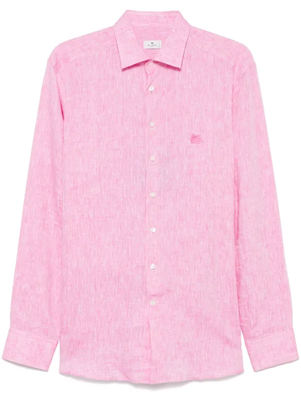 Etro Linen Shirt with Pegaso in Pink