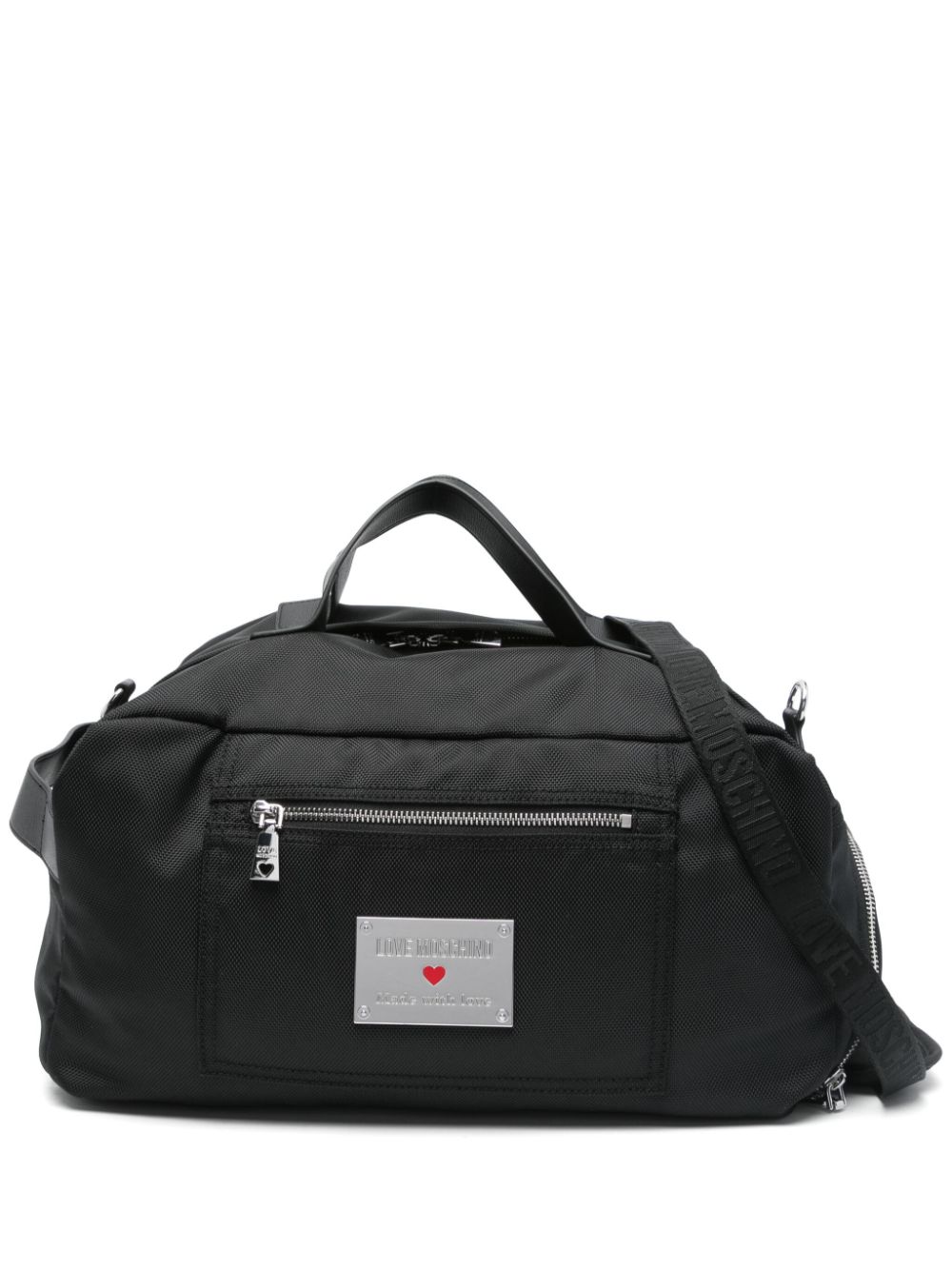 Love Moschino logo-plaque holdall - Black