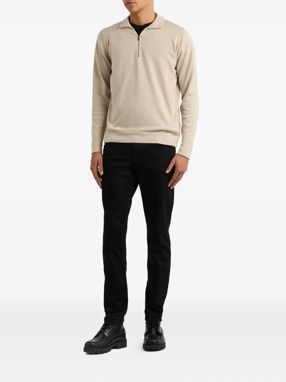 John Smedley Gebreide trui met rits Beige