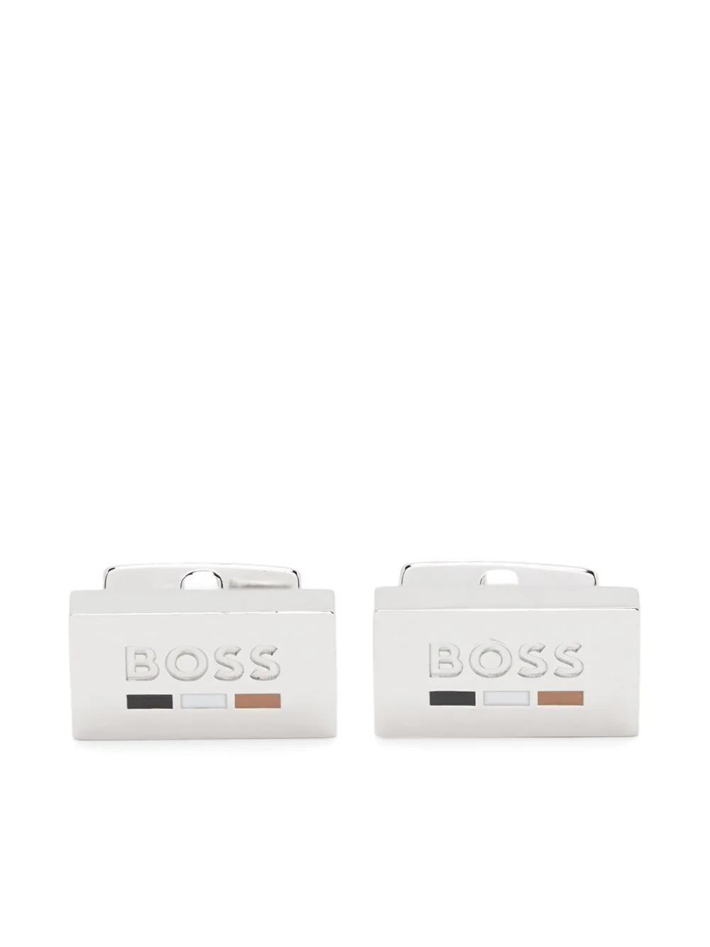 BOSS logo-engraved cufflinks | Silver | Image 1