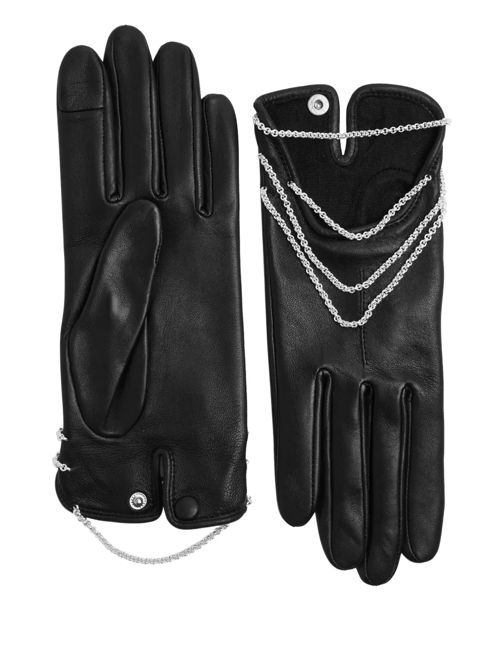 Agnelle Celeste chain-embellished leather gloves | Black | Image 1