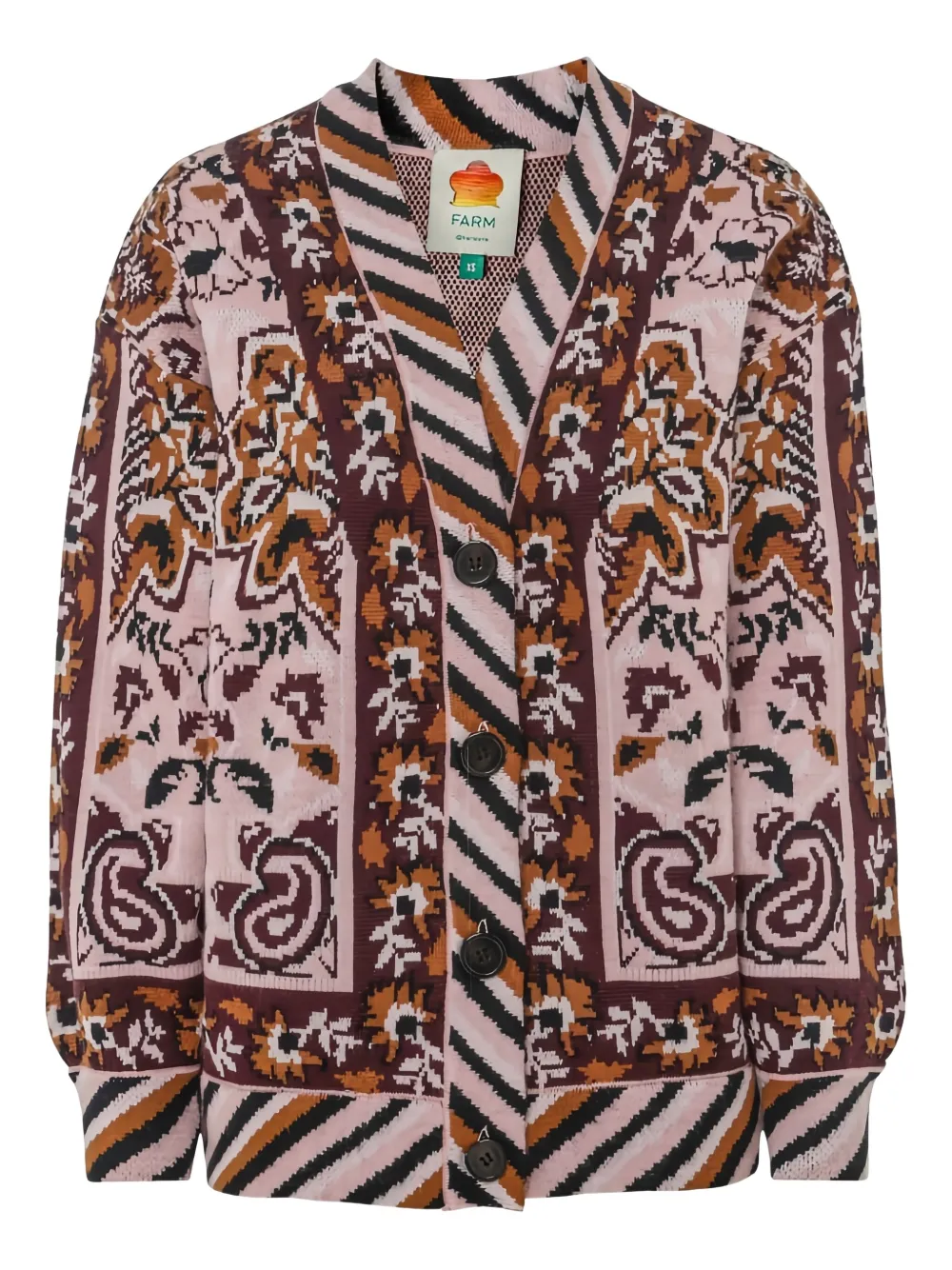 FARM Rio tapestry-pattern cardigan | Red | Image 1
