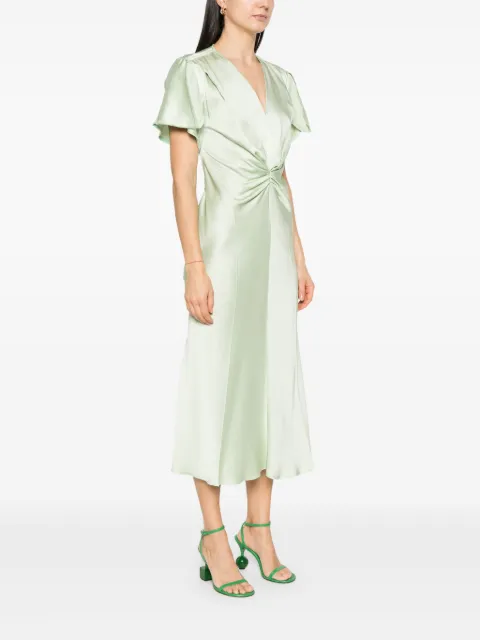 Victoria Beckham gathered-detail V-neck midi dress 1125WDR005159D - 2