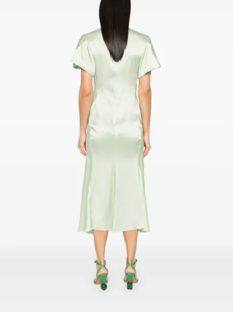 Victoria Beckham gathered-detail V-neck midi dress 1125WDR005159D - 3