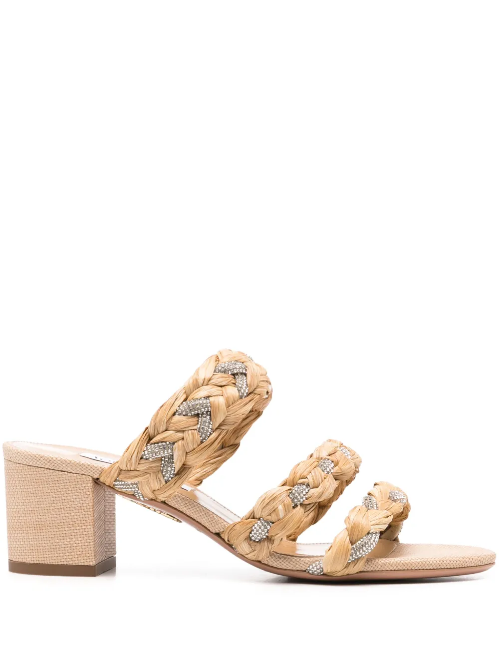 Aquazzura 50mm Costiera Crystal mules Neutrals