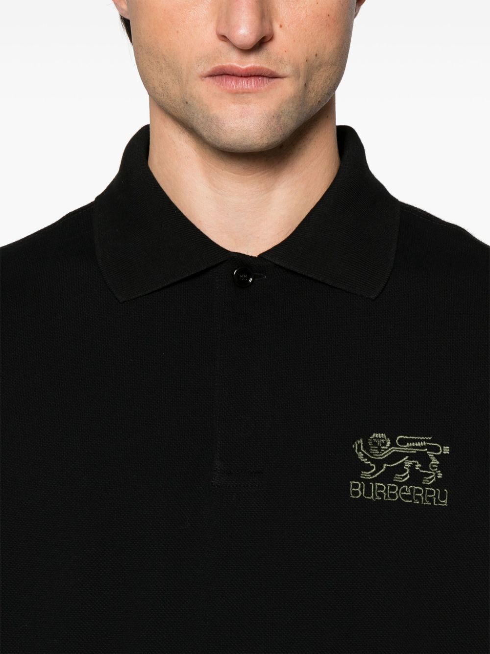 Burberry Poloshirt met geborduurd logo Zwart