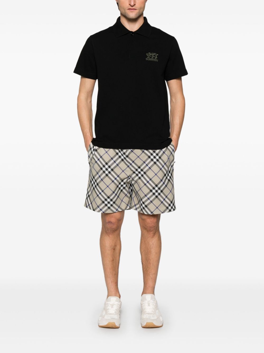 Burberry Poloshirt met geborduurd logo - Zwart