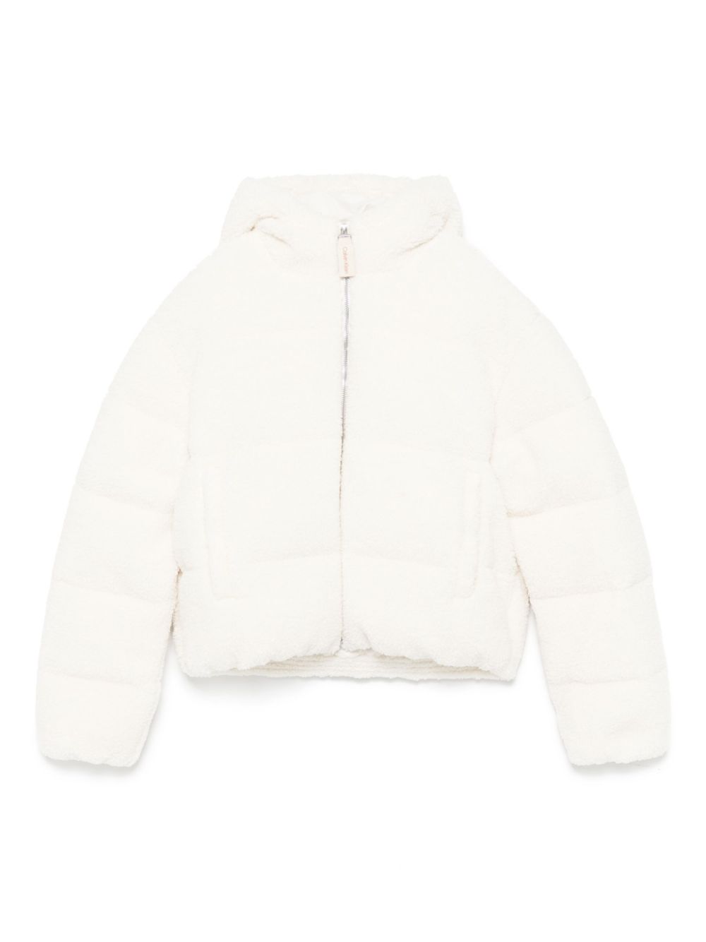 Calvin Klein Kids teddy hooded puffer jacket - White