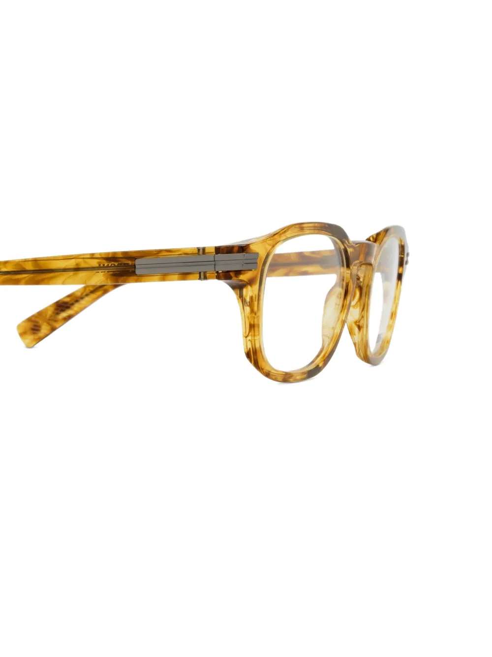 Zegna Gestreepte bril met rechthoekig montuur Bruin