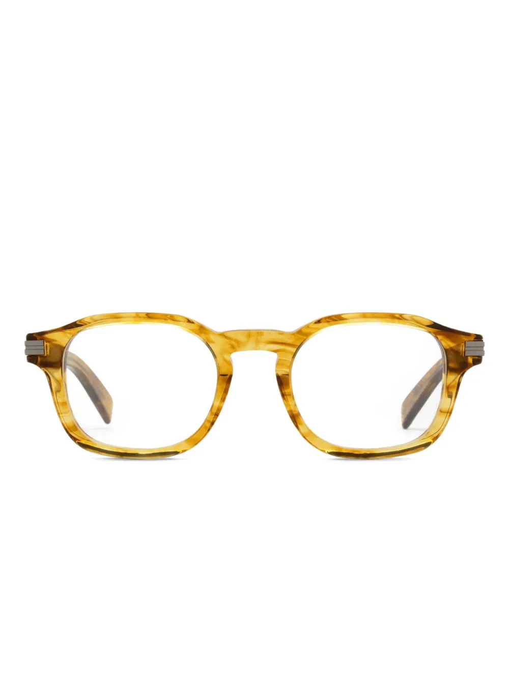 Zegna ストライプ スクエア眼鏡フレーム - ブラウン