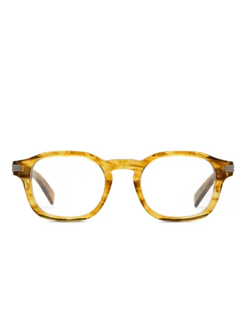 Zegna striped rectangle glasses