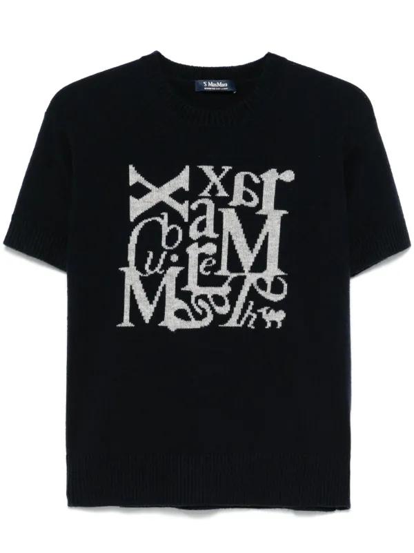 MAX MARA★W'S FELICIA LOGO S/S T-SHIRT - FELICIA 019 113683 Max Mara Felicia Top | Blue | FARFETCH CA