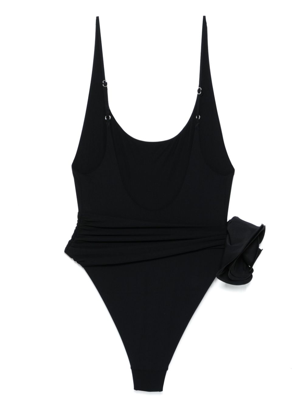 Magda Butrym floral-appliqué swimsuit - Zwart