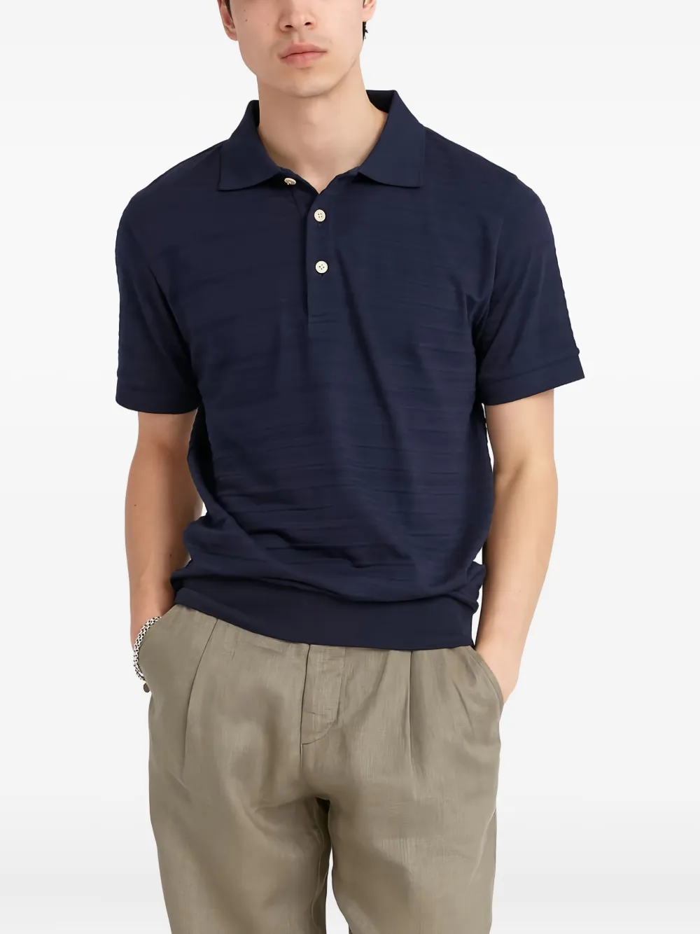 Oliver Spencer Poloshirt met textuur Blauw