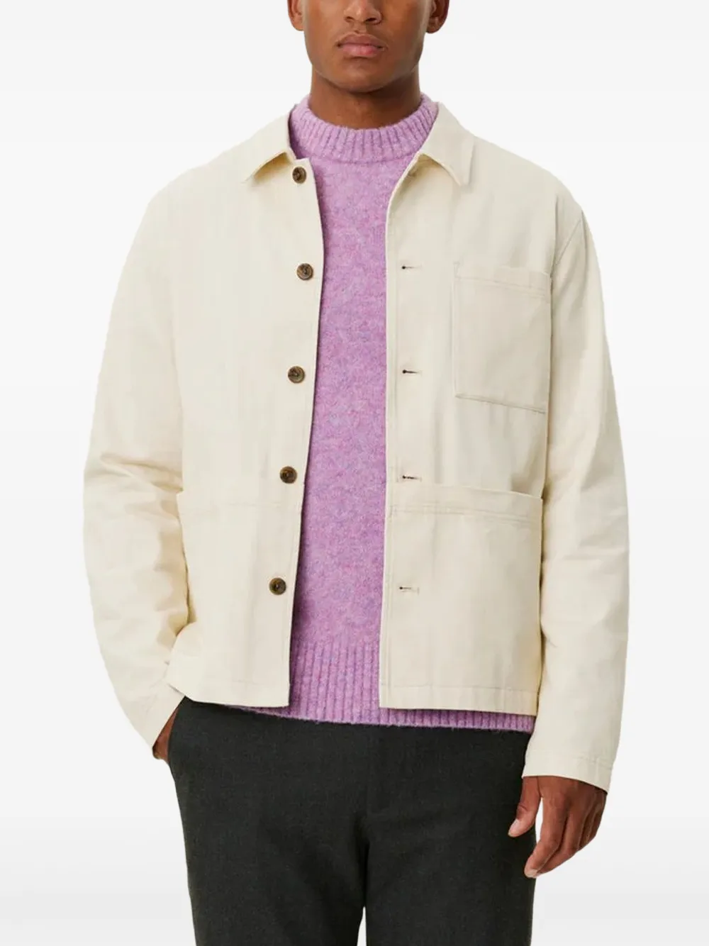 Les Deux Shirtjack met geborduurde bloemen Beige
