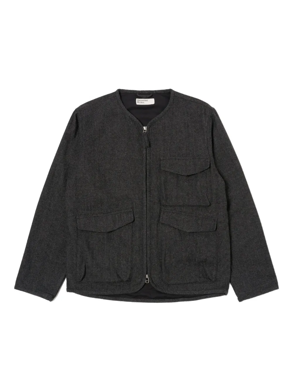 Universal Works collarless jacket | Grey | Image 1