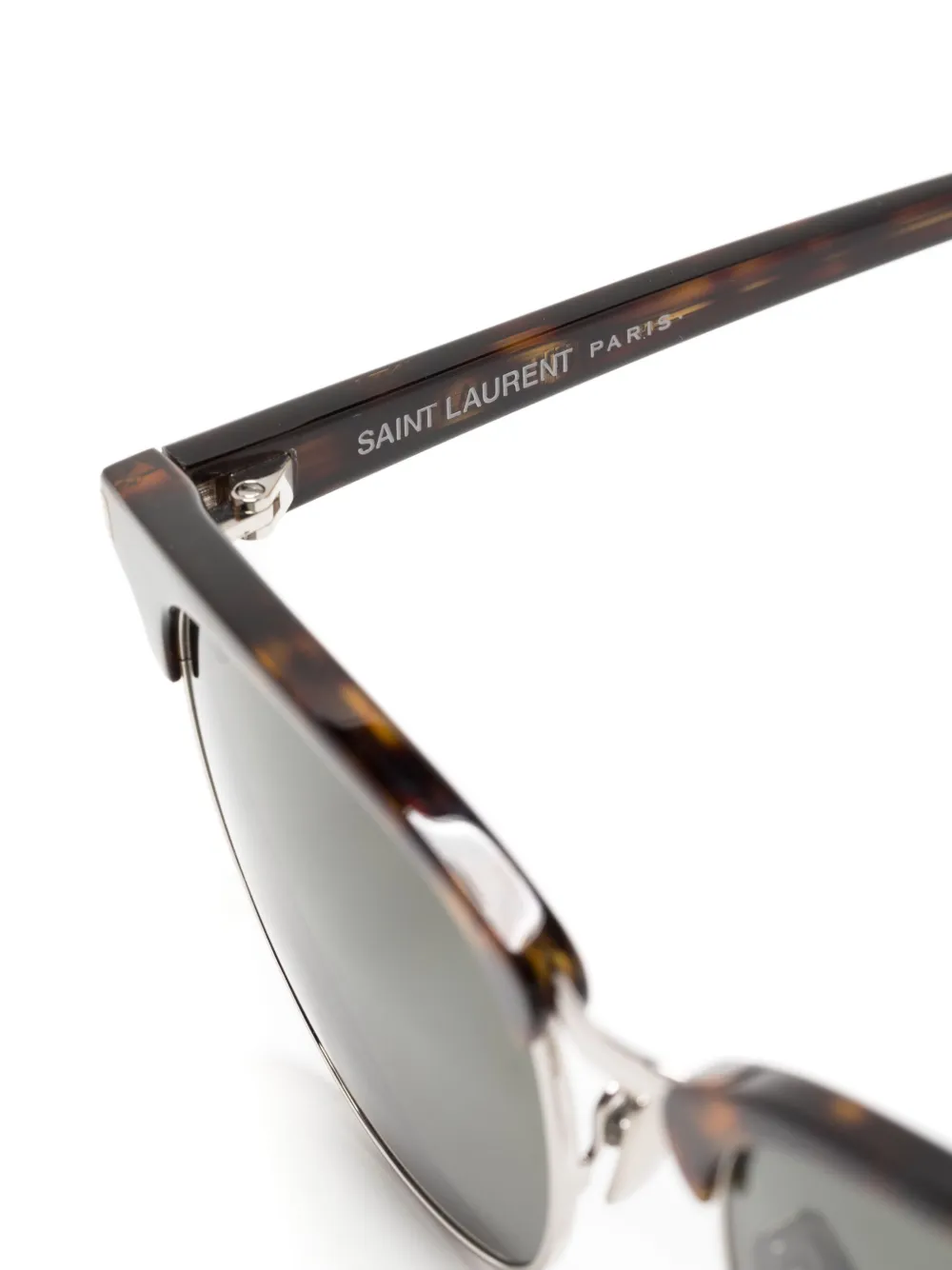 Saint Laurent Zonnebril met rond montuur Bruin