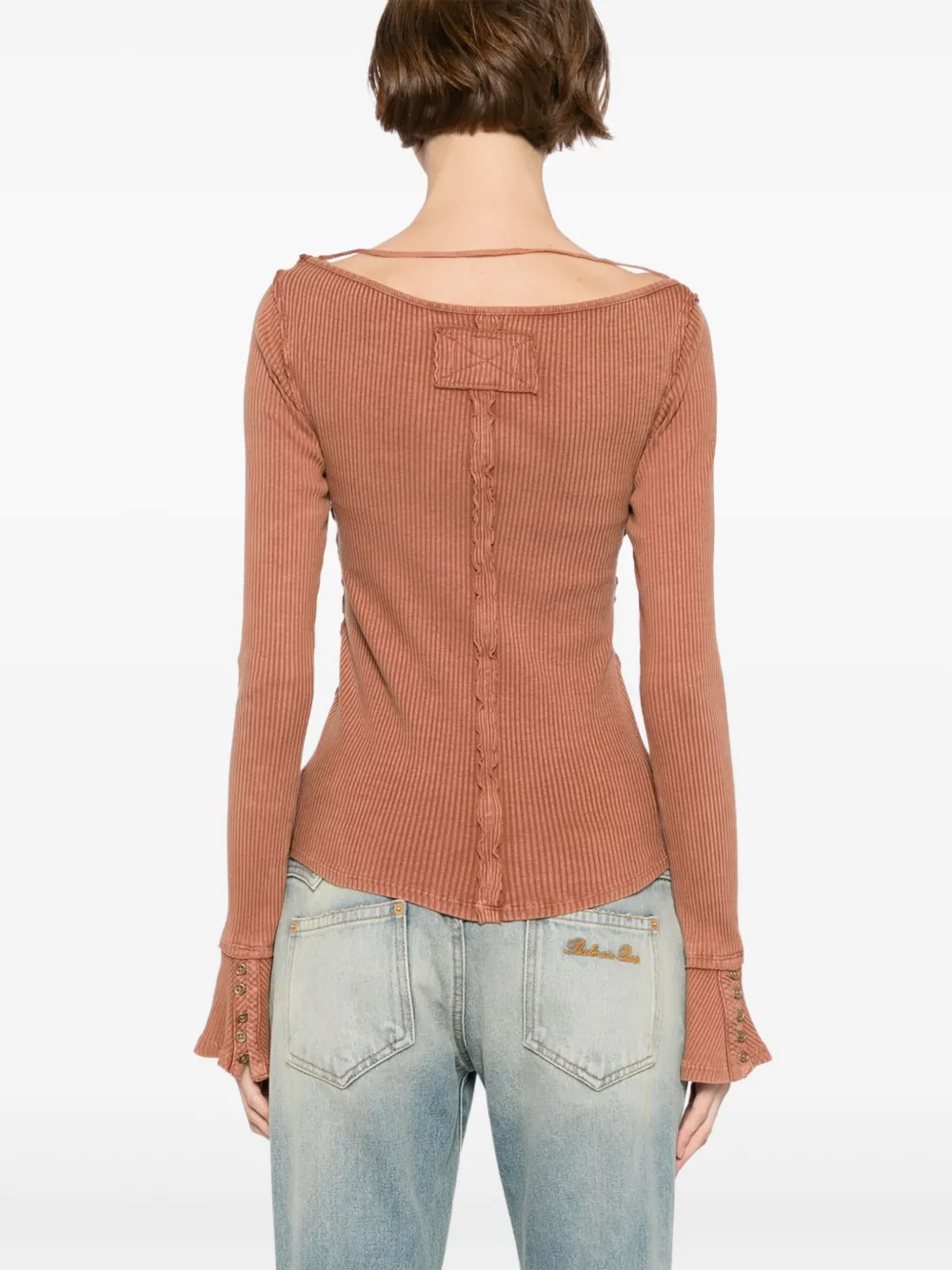 Free People Soul Sister Ribbed Cotton-blend Top In Brown