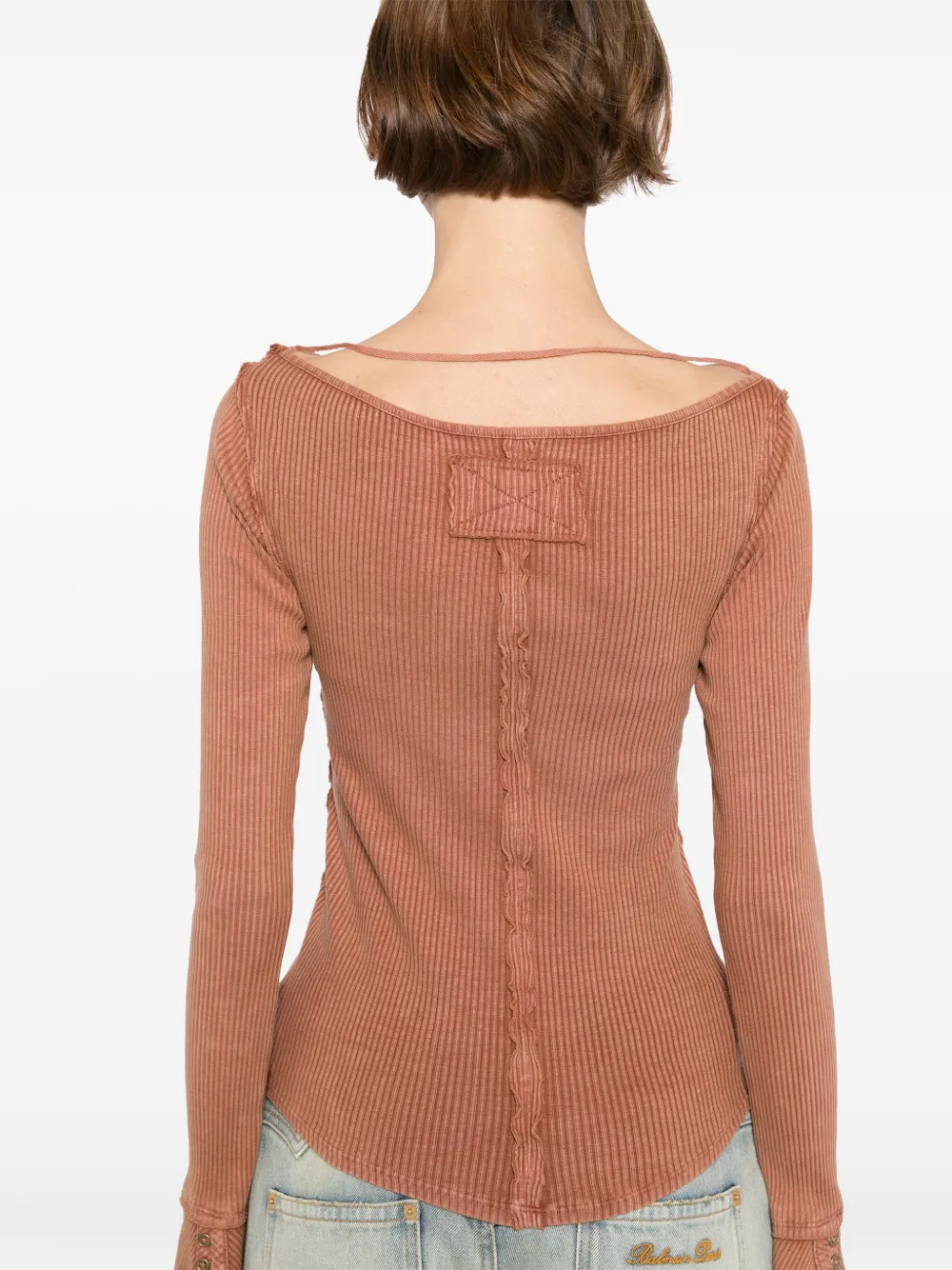 Free People Soul Sister Ribbed Cotton-blend Top In Brown