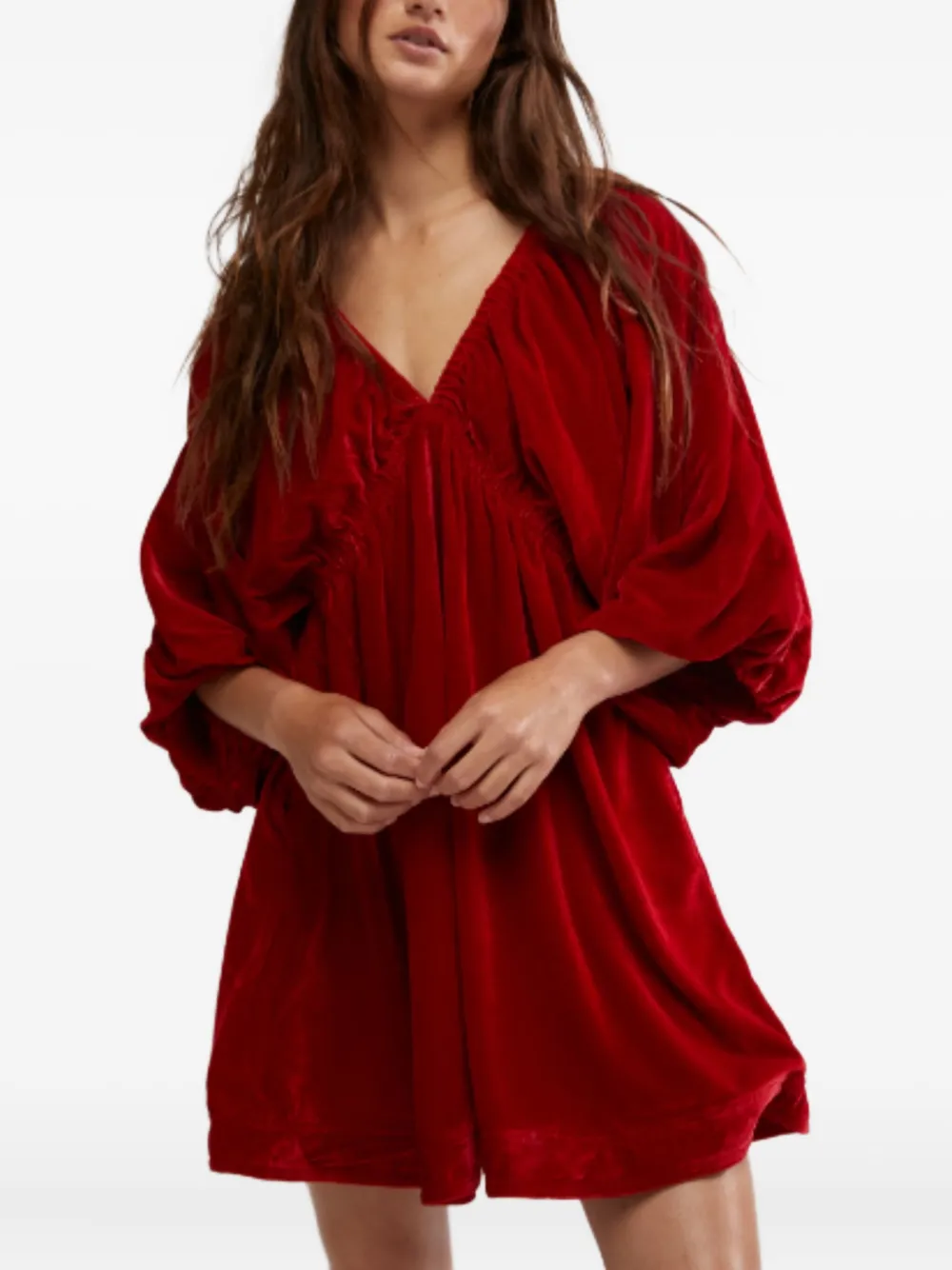 Free People Portia Velvet Mini Dress In Red