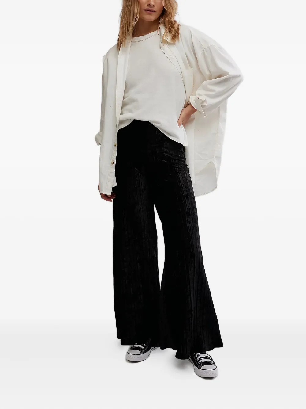 Free People Fluwelen flared broek - Zwart