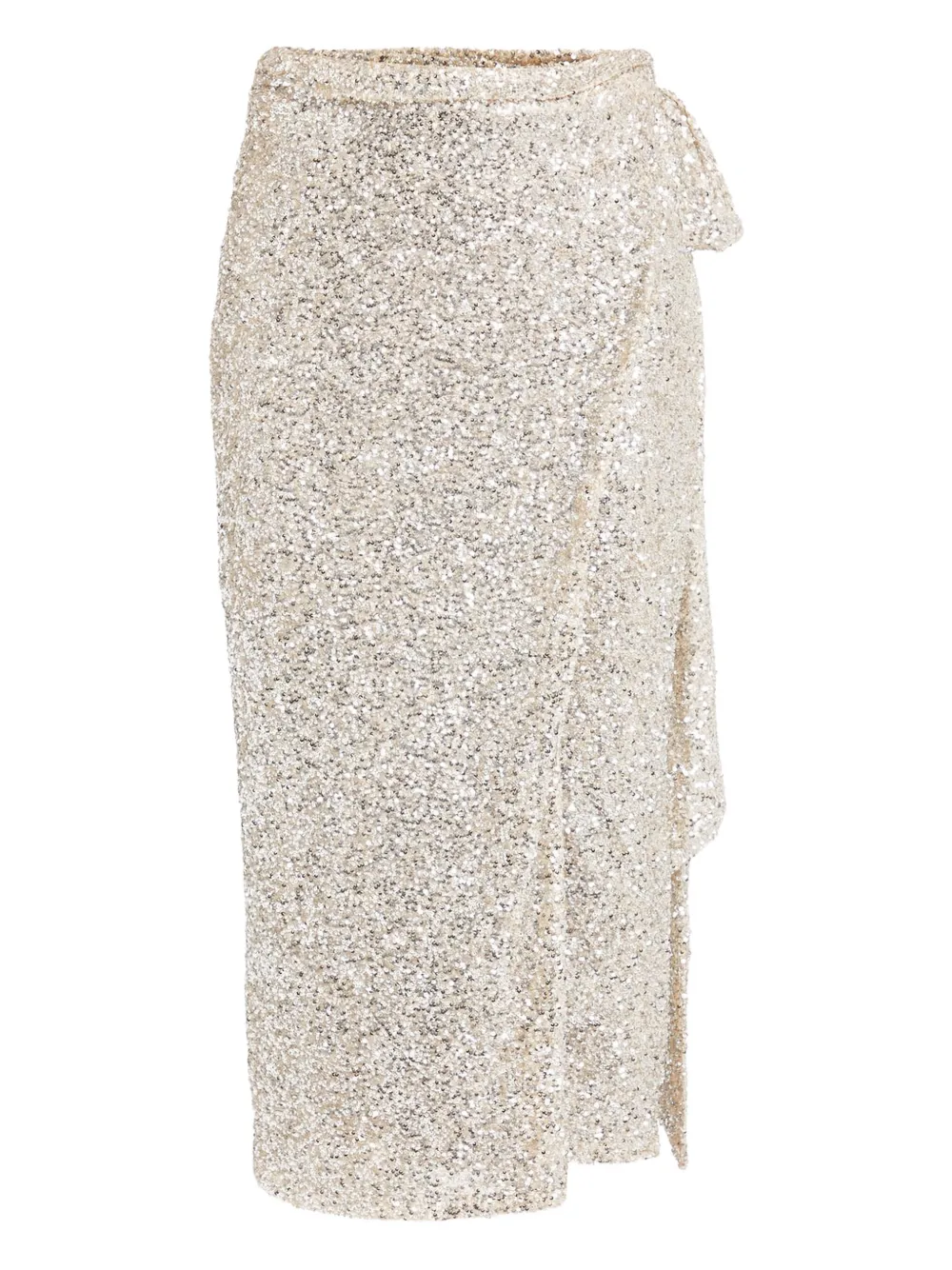 NEVER FULLY DRESSED sequin wrap asymmetric skirt | Silver | Image 1