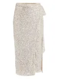 NEVER FULLY DRESSED sequin wrap asymmetric skirt - Silver