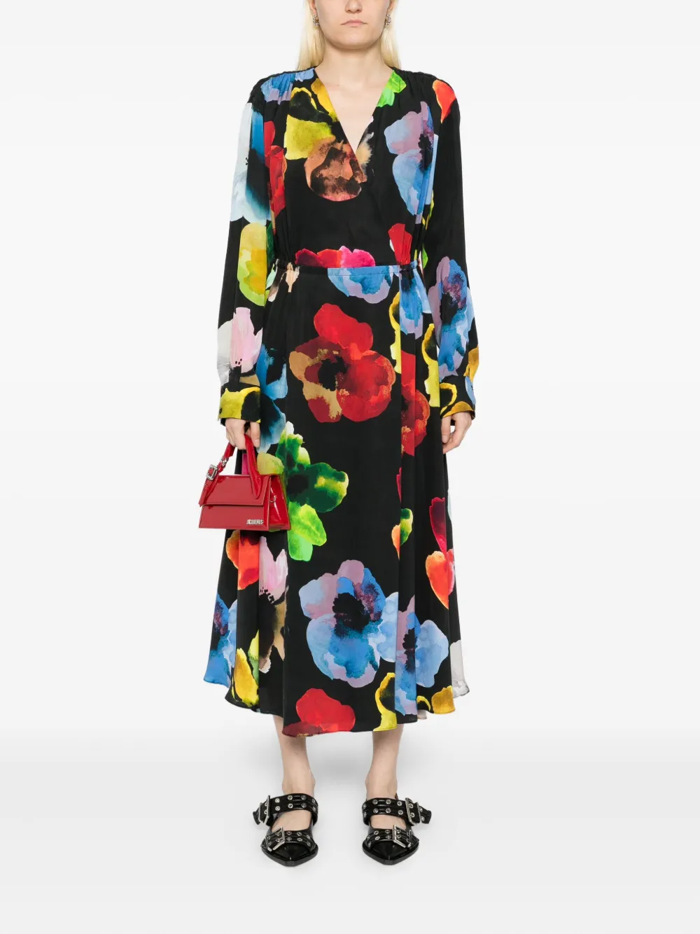 Stine Goya Jurk met bloemenprint Zwart