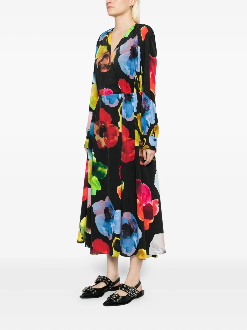 Stine Goya Jurk met bloemenprint Zwart