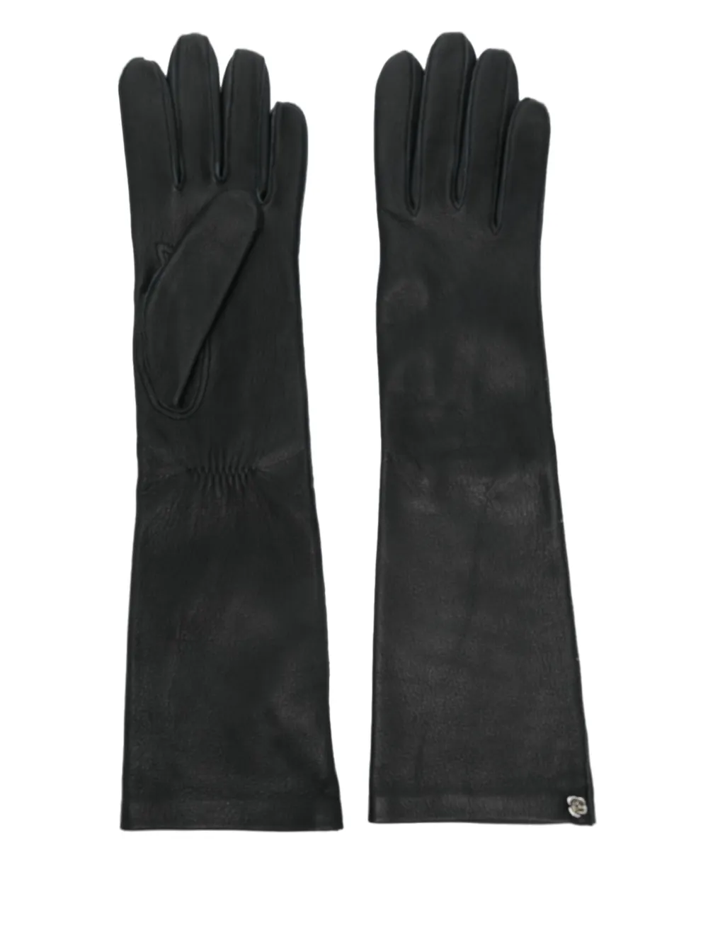 Magda Butrym Leren handschoenen met roosdetail Zwart